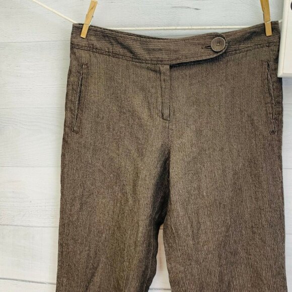 J Jill Womens Dress Slack Pants Linen Blend Brown Herringbone Wide Leg Size 8 - Picture 7 of 13